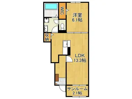 ロータス スクエアB(1LDK/1階)の間取り写真