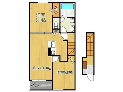 ロータス スクエアB(2LDK/2階)の間取り写真