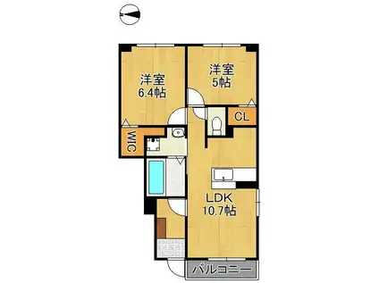 イル ヴェント ヴェルデⅡ(2LDK/1階)の間取り写真