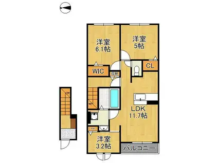 イル ヴェント ヴェルデⅡ(3LDK/2階)の間取り写真