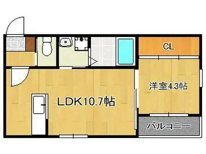 BRAVE BASE遠賀 NOUTH(1LDK/2階)の間取り写真