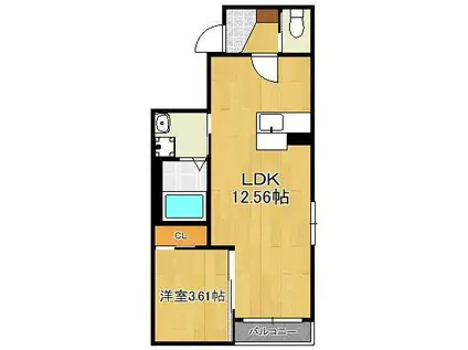 GRAND COURT 01(1LDK/2階)の間取り写真