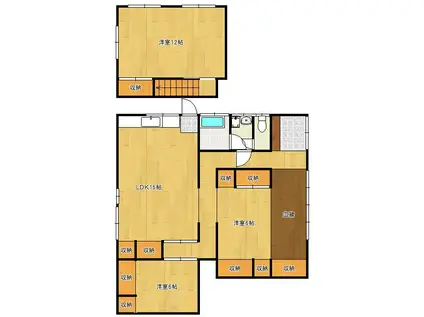 鹿児島本線 海老津駅 徒歩10分 2階建 築56年(3LDK)の間取り写真