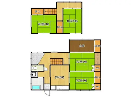 筑豊本線 小竹駅 徒歩6分 2階建 築53年(4DK)の間取り写真
