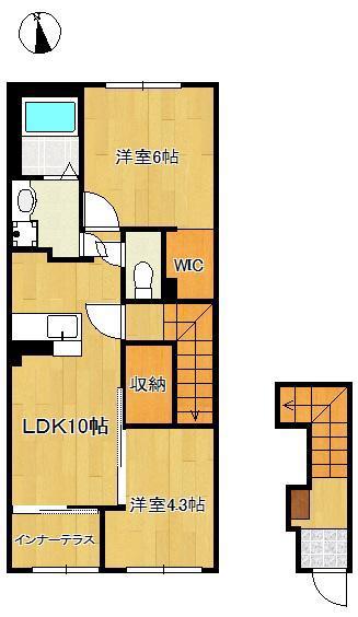 プリメゾン東郷(2LDK/2階)の間取り写真