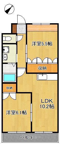 サニーコートYS(2LDK/2階)の間取り写真
