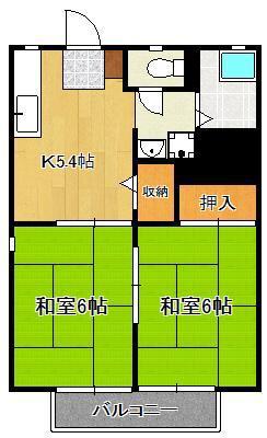 アルメゾンパルコⅠ(2K/1階)の間取り写真