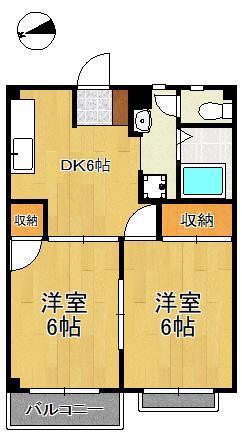 サクセスハイツ(2DK/2階)の間取り写真