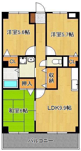 サンヴィレッジOM(3LDK/1階)の間取り写真