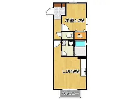 G・シュヴァリエ(1LDK/2階)の間取り写真