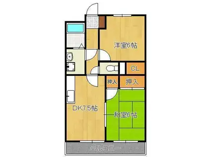 コーポレーション丸美(2DK/3階)の間取り写真