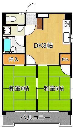 MUU.沖田(2DK/2階)の間取り写真