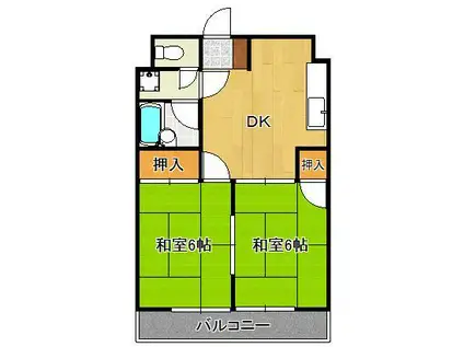 シャトレ上の原(2DK/1階)の間取り写真