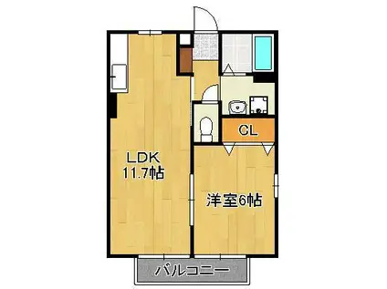 フローラ雪つばき(1LDK/1階)の間取り写真