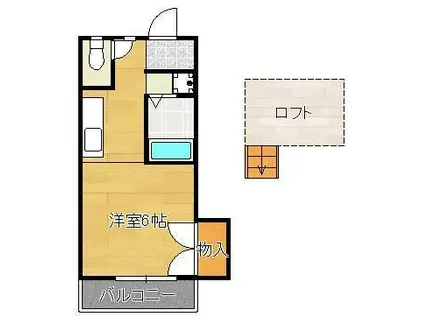 シティベール引野Ⅱ(ワンルーム/1階)の間取り写真