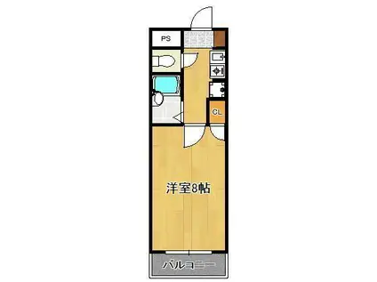 ジョイフル引野 A棟(1K/3階)の間取り写真