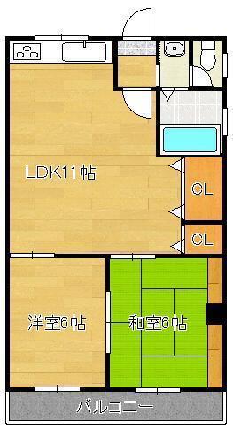コーポ梶原(2LDK/2階)の間取り写真