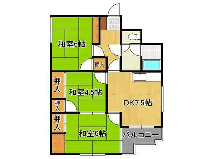 市瀬ビル(3DK/2階)の間取り写真