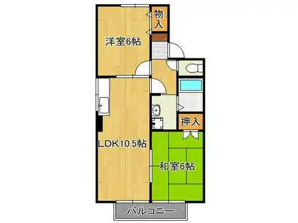 ヴェルジェK(2LDK/1階)の間取り写真