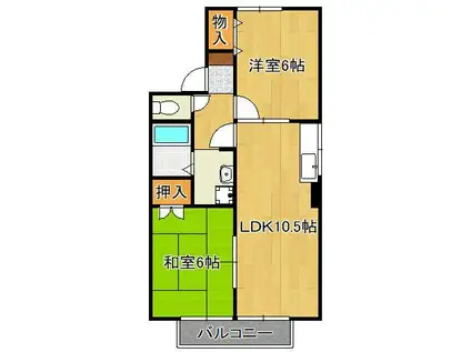 ヴェルジェK(2LDK/2階)の間取り写真