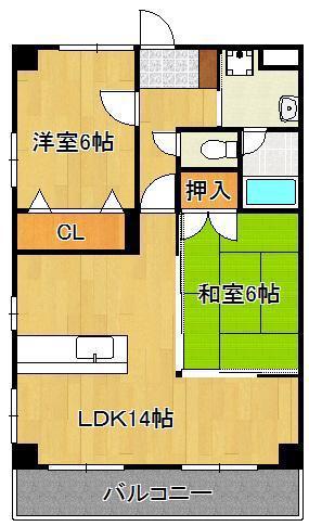 フォレストヴィラ別所町(2LDK/1階)の間取り写真