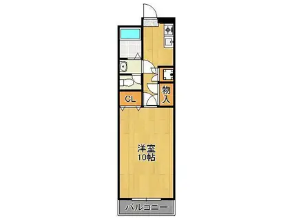 ベルヒルズ黒崎インター(1K/3階)の間取り写真