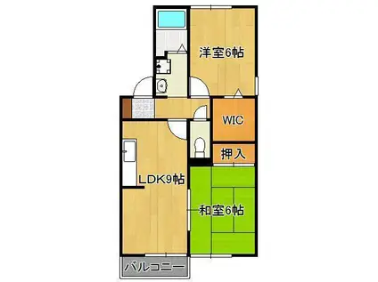 グランドゥール星ヶ丘(2DK/2階)の間取り写真