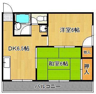 グリーンハイツ小嶺(2DK/1階)の間取り写真
