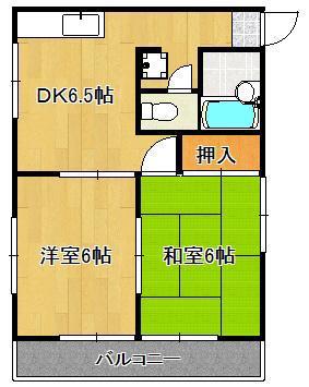 グリーンハイツ小嶺(2K/1階)の間取り写真