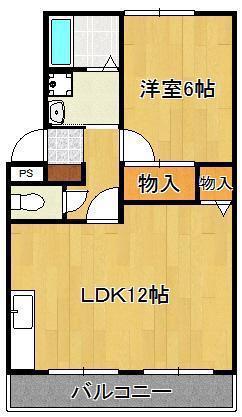 グランドハイツ木屋瀬(1LDK/1階)の間取り写真