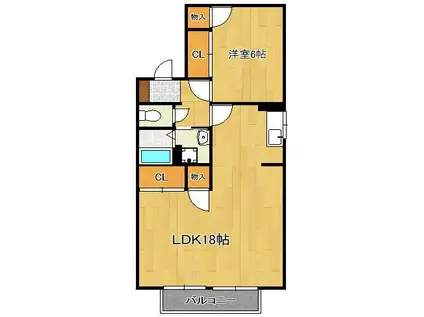 リオグランデ芳賀A・B・C(1LDK/2階)の間取り写真