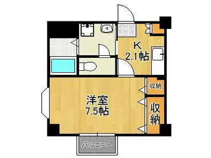 アルテール幸神(1K/2階)の間取り写真