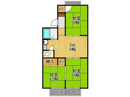 タワーズ黒崎(3DK/1階)の間取り写真