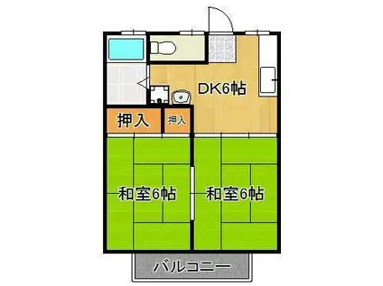 タワーズ黒崎(2DK/1階)の間取り写真