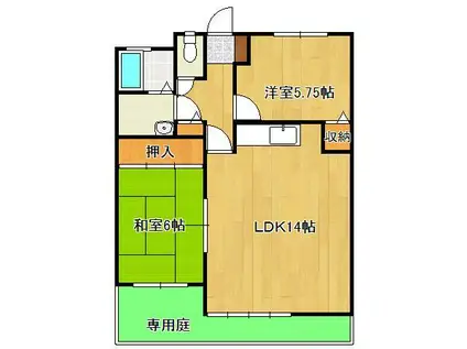 メゾンド・ウィステリア(2LDK/1階)の間取り写真