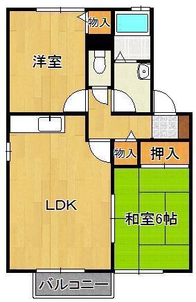 プレミールS(2LDK/2階)の間取り写真