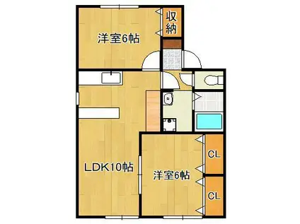 セラビブリアント(2LDK/1階)の間取り写真