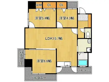 ピボットコート今池(3LDK/3階)の間取り写真