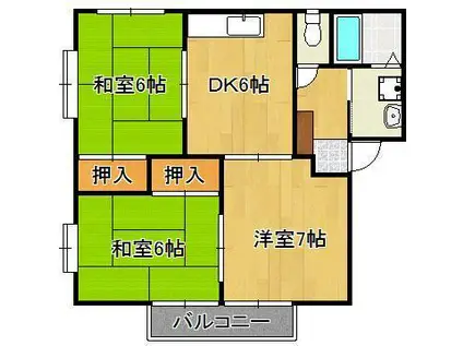 ディアス馬場A棟・B棟(3DK/2階)の間取り写真