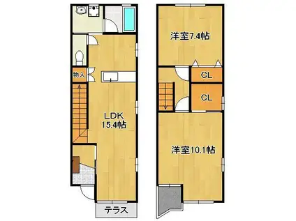 グランドステージ2(2LDK/1階)の間取り写真