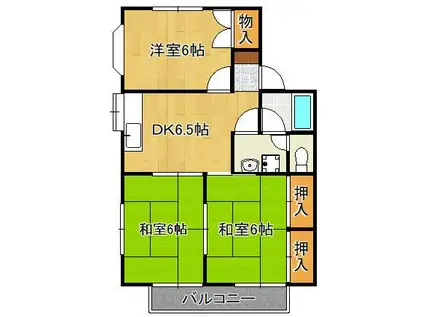 セントハウスⅠ(3DK/1階)の間取り写真