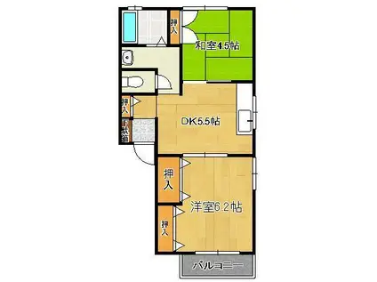 タウンコート1(2DK/2階)の間取り写真