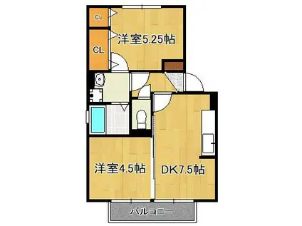 ポサーダ四季(2DK/2階)の間取り写真