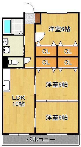 リシェス有田(3LDK/3階)の間取り写真