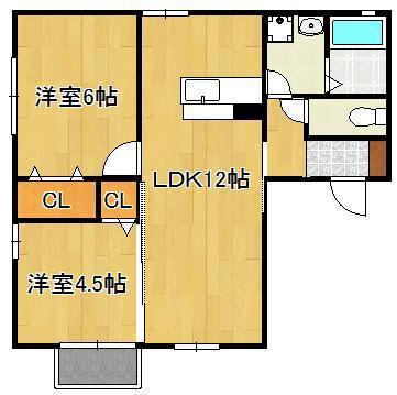 カーサロッソ(2LDK/1階)の間取り写真