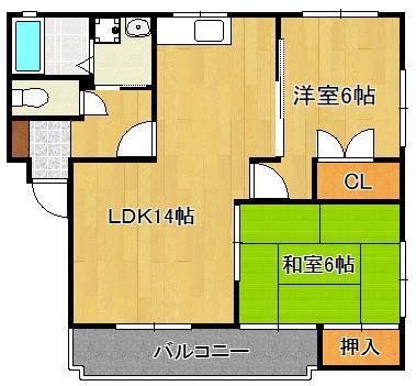 KAKU BLD(2LDK/3階)の間取り写真