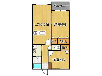 プレアール感田(2LDK/3階)の間取り写真