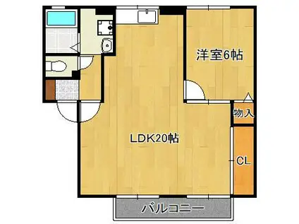 プランドール永犬丸(1LDK/2階)の間取り写真