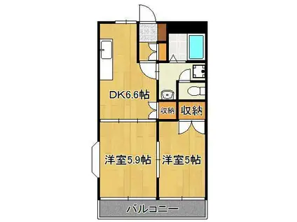 リバーグレイス(2DK/2階)の間取り写真