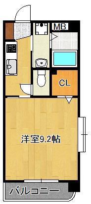 パークサイド(1K/4階)の間取り写真